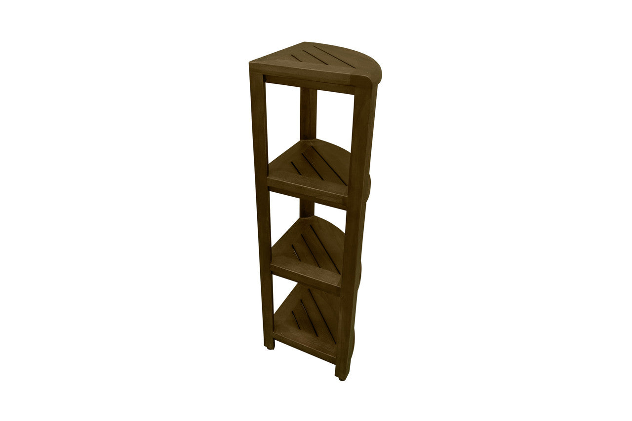 Dark Brown 38" Curvilinear Corner Four Tier Shower Shelf-Bathroom Storage & Organization-DECOROLALA