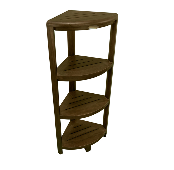 Dark Brown 38" Curvilinear Corner Four Tier Shower Shelf-Bathroom Storage & Organization-DECOROLALA