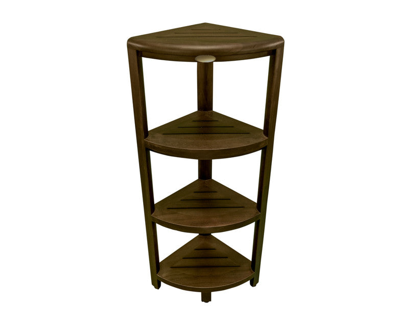 Dark Brown 38" Curvilinear Corner Four Tier Shower Shelf-Bathroom Storage & Organization-DECOROLALA