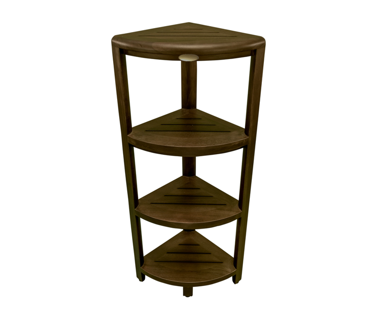 Dark Brown 38" Curvilinear Corner Four Tier Shower Shelf-Bathroom Storage & Organization-DECOROLALA
