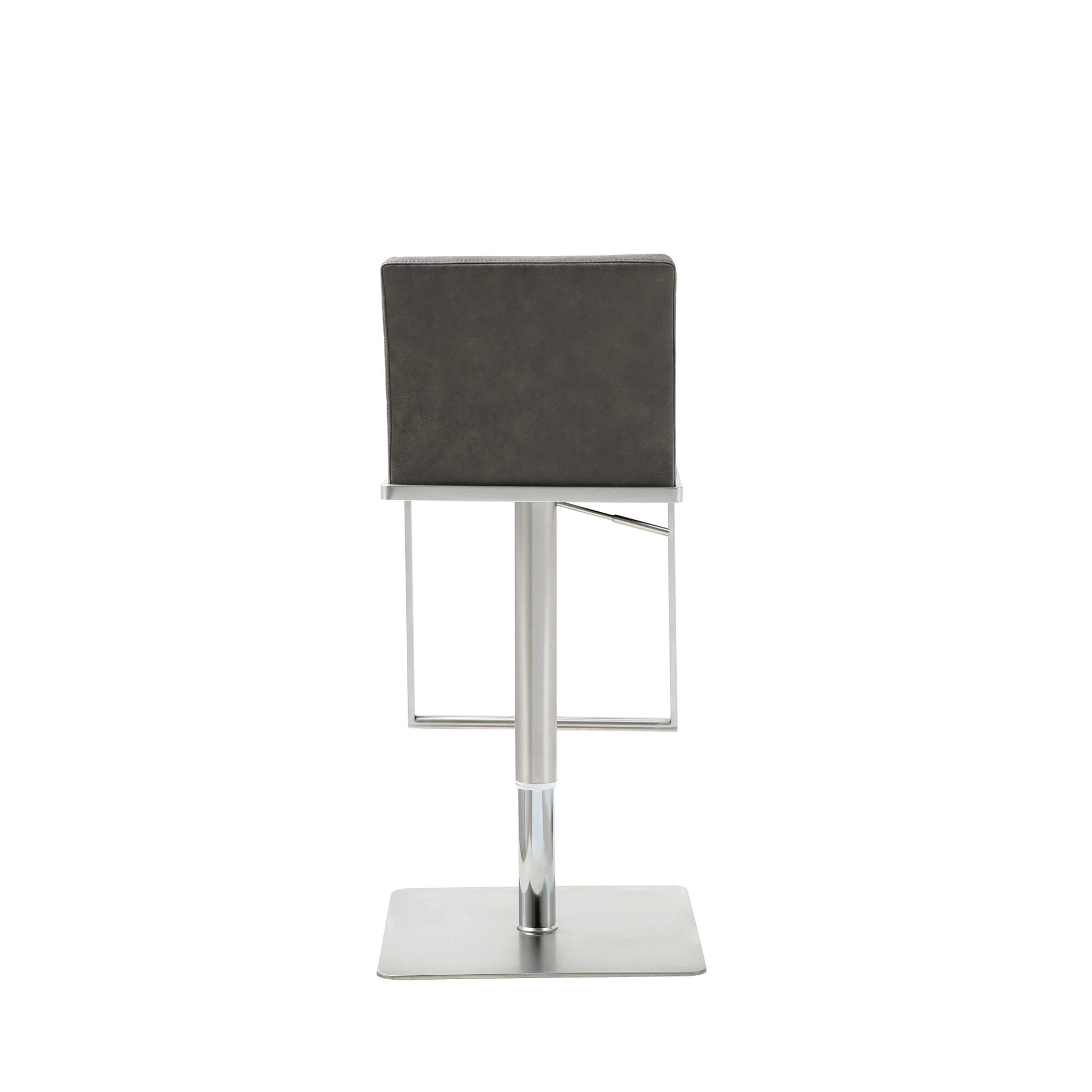 Dark Gray and Silver Faux Leather And Steel Adjustable Bar Chair-Bar Chairs-DECOROLALA