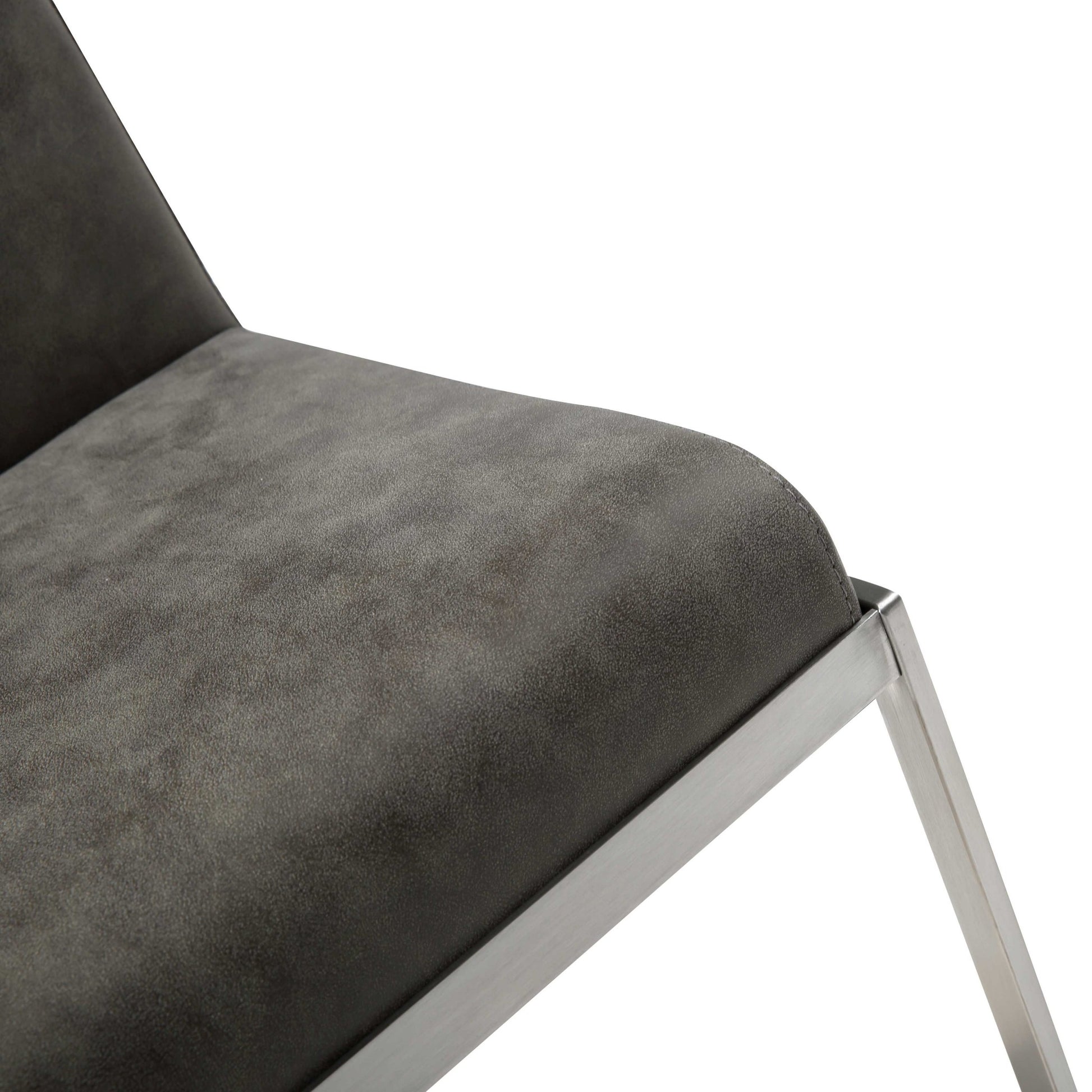 Dark Gray and Silver Faux Leather And Steel Adjustable Bar Chair-Bar Chairs-DECOROLALA