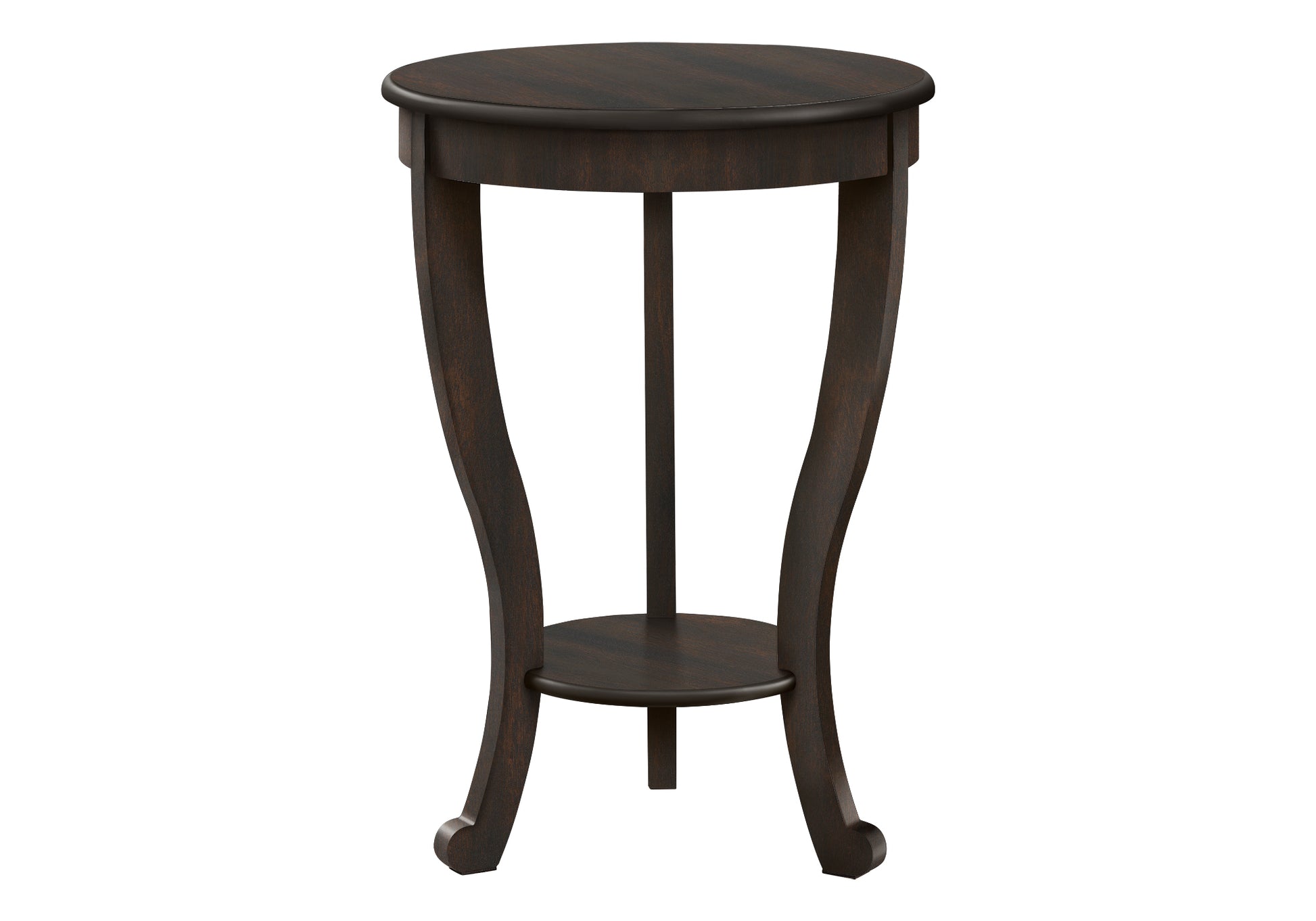 Dark Walnut 2-Tier Round Accent Table, 26"H-Accent Table-DECOROLALA