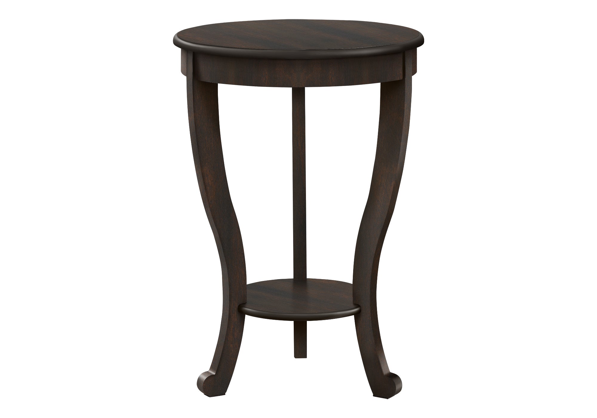 Dark Walnut 2-Tier Round Accent Table, 26"H-Accent Table-DECOROLALA