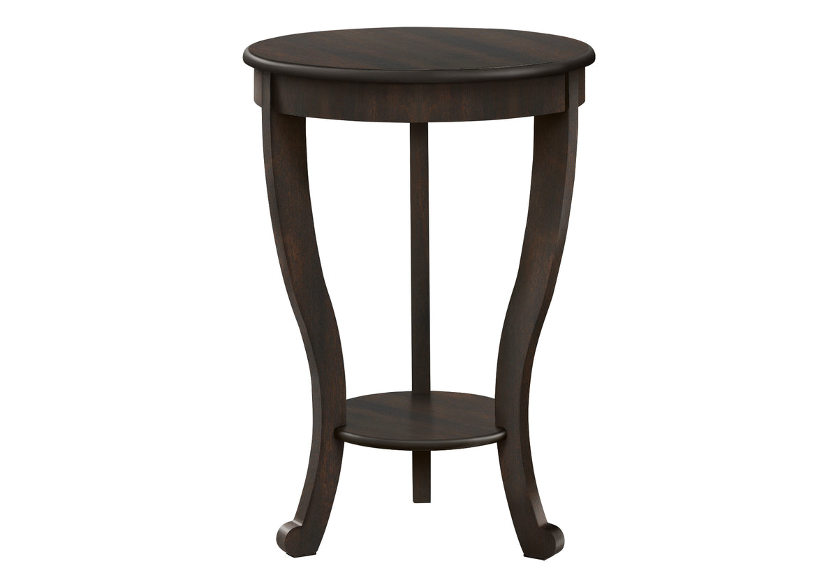 Dark Walnut 2-Tier Round Accent Table, 26"H-Accent Tables-DECOROLALA