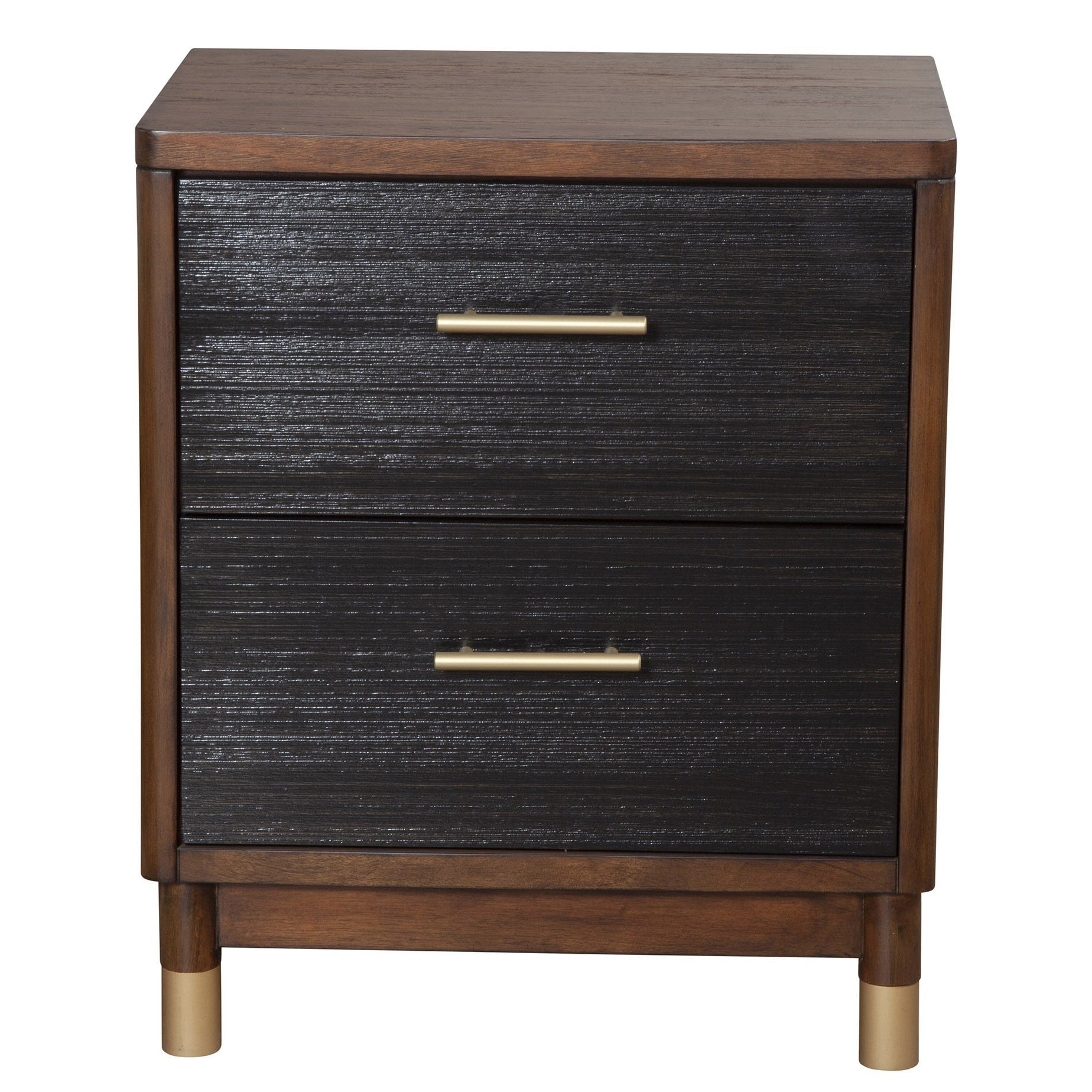 Dark Walnut and Black Mod Drawer Nightstand-Nightstands & Bedside Tables-DECOROLALA