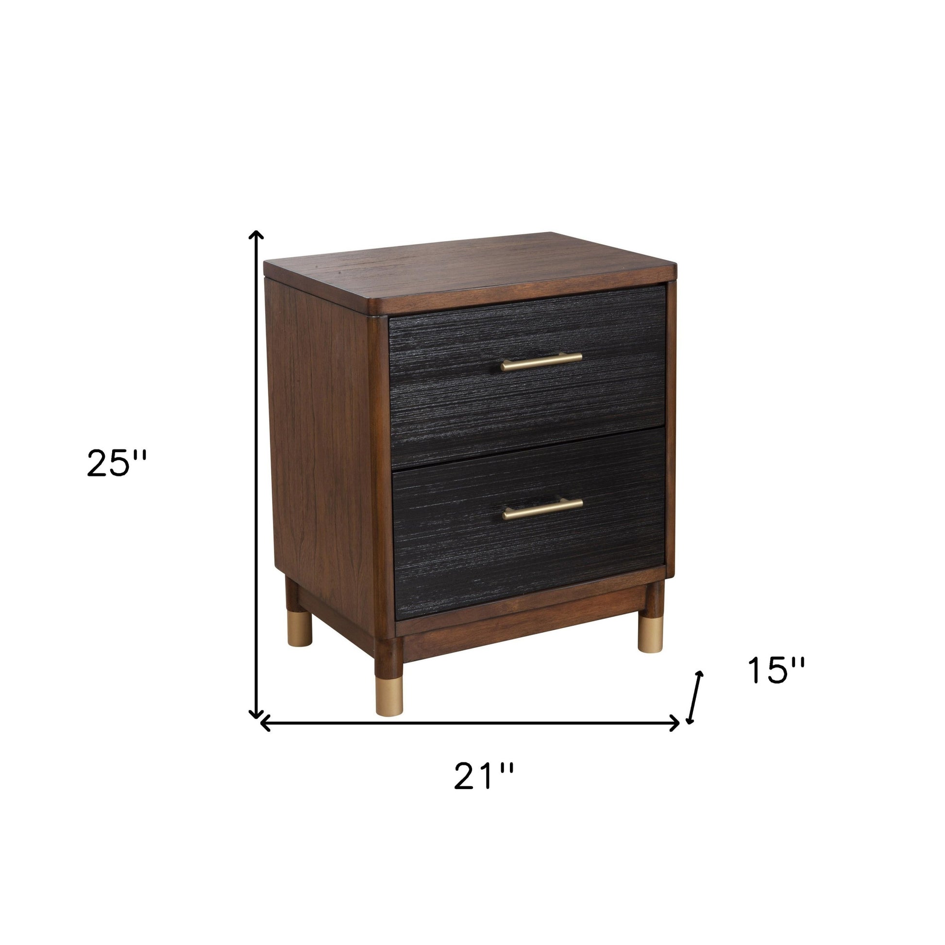 Dark Walnut and Black Mod Drawer Nightstand-Nightstands & Bedside Tables-DECOROLALA