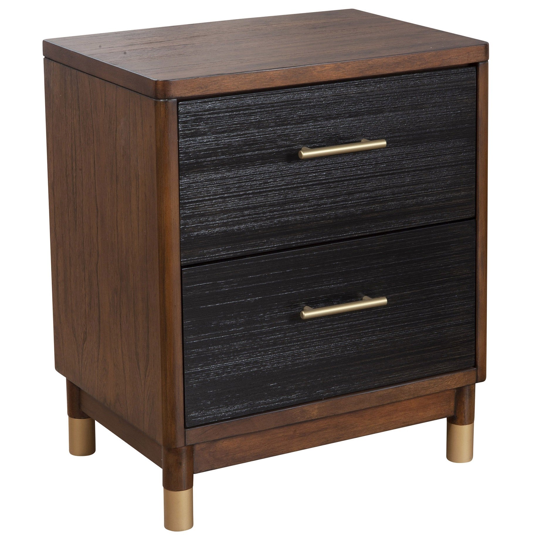 Dark Walnut and Black Mod Drawer Nightstand-Nightstands & Bedside Tables-DECOROLALA