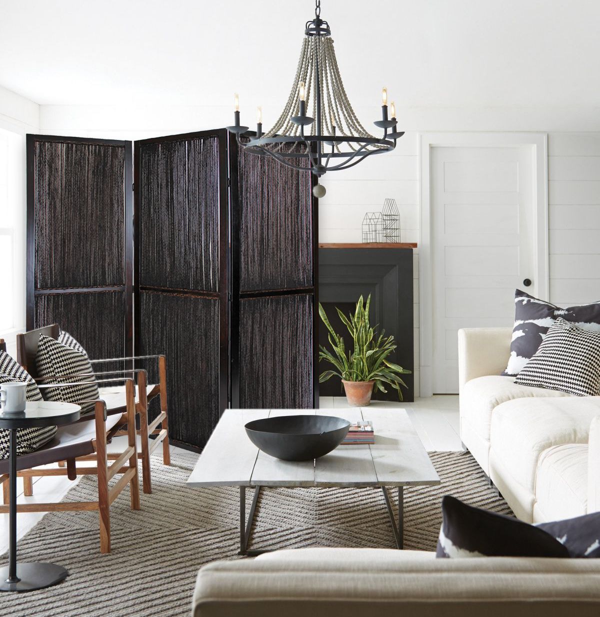 Dark Wood And Water Hyacinth 3 Panel Room Divider Screen-Room Dividers-DECOROLALA