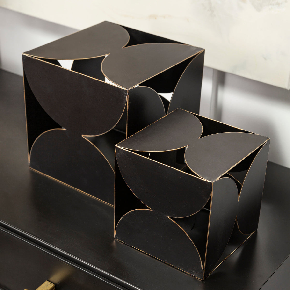 Darren (Large) 8L x 8W Black Metal Decorative Cube-Objects-DECOROLALA