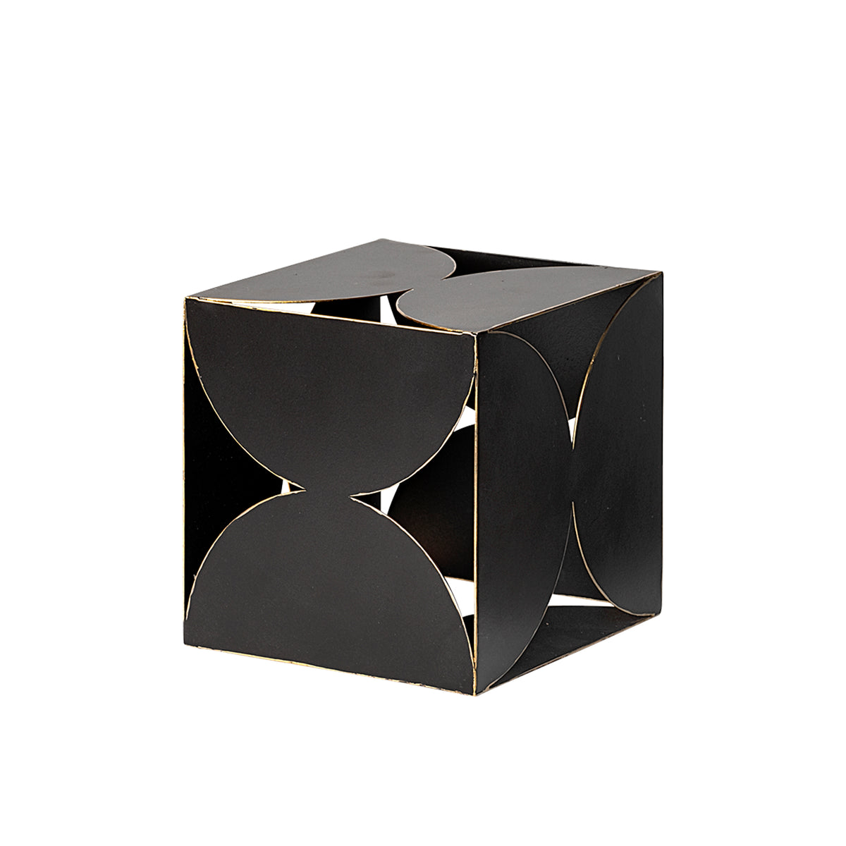 Darren Small Black Metal Decorative Cube - 6" x 6"-Decorative Objects-DECOROLALA