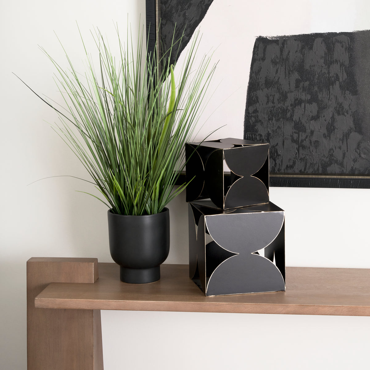 Darren Small Black Metal Decorative Cube - 6" x 6"-Objects-DECOROLALA