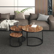 Darsh 3-Piece Nesting Coffee Tables - Natural Mango Wood-Coffee Table-DECOROLALA