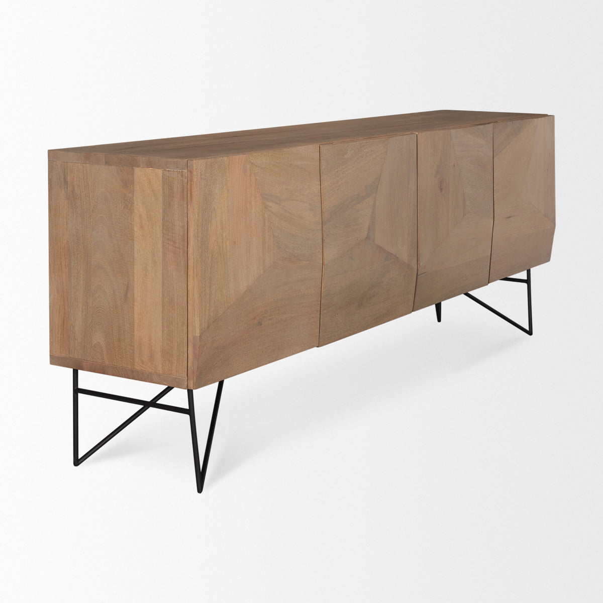 Darwin Solid Wood Sideboard - Gold Metal Base 4-Door-Sideboards & Buffets-DECOROLALA