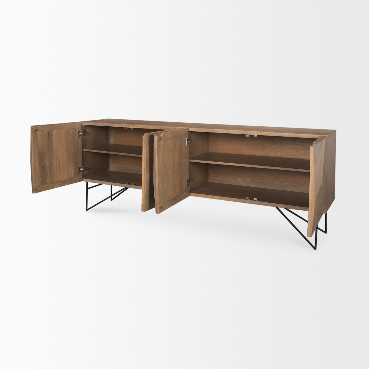 Darwin Solid Wood Sideboard - Gold Metal Base 4-Door-Sideboards & Buffets-DECOROLALA