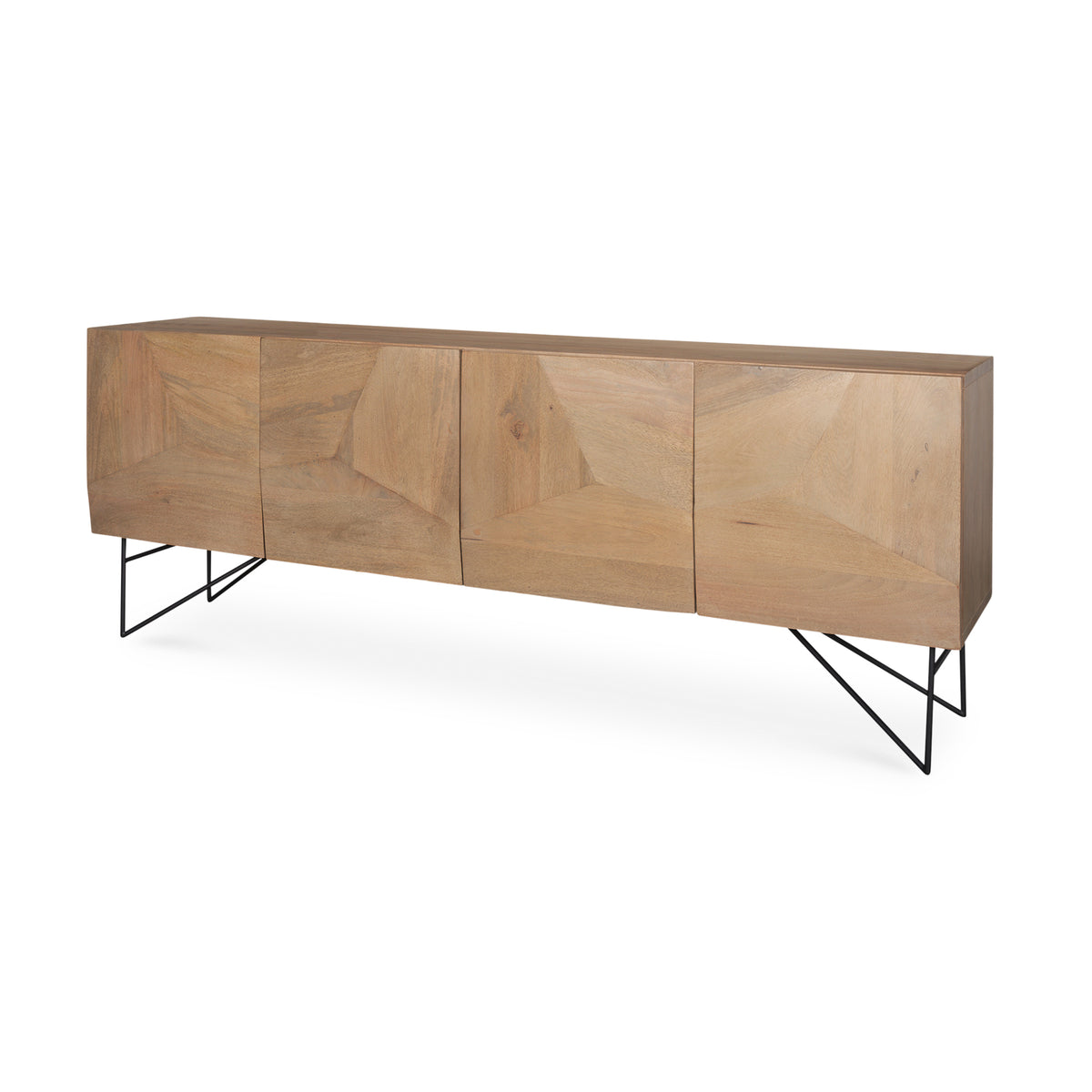 Darwin Solid Wood Sideboard - Gold Metal Base 4-Door-Sideboards & Buffets-DECOROLALA