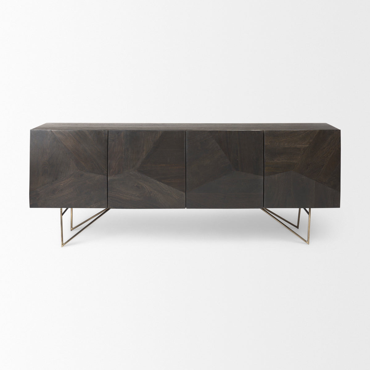Darwin Solid Wood Sideboard - Gold Metal Base 4-Door-Sideboards & Buffets-DECOROLALA