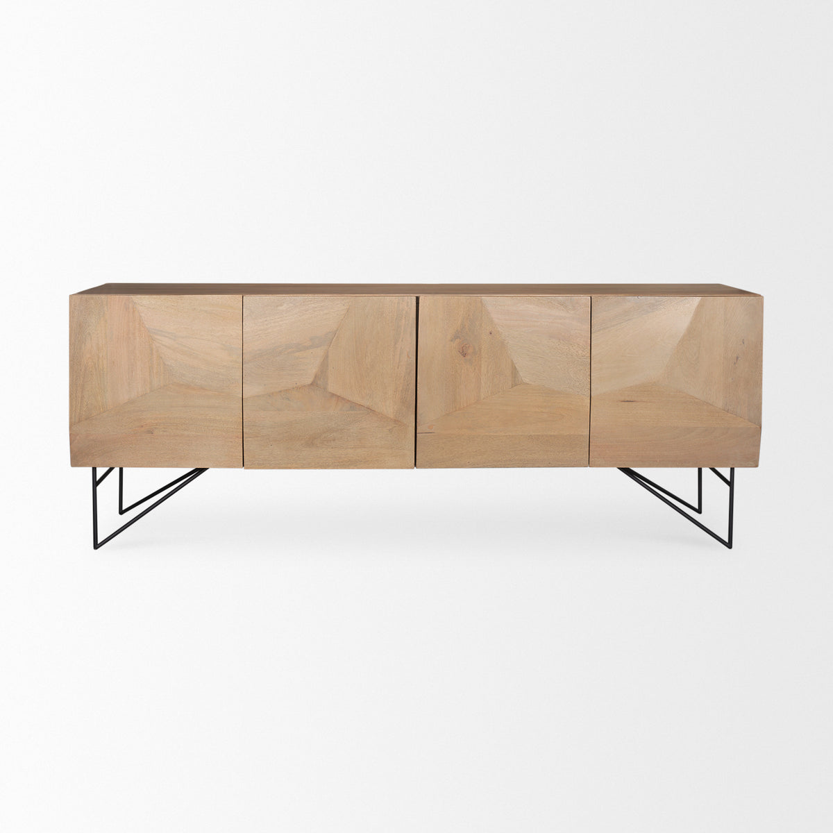 Darwin Solid Wood Sideboard - Gold Metal Base 4-Door-Sideboards & Buffets-DECOROLALA