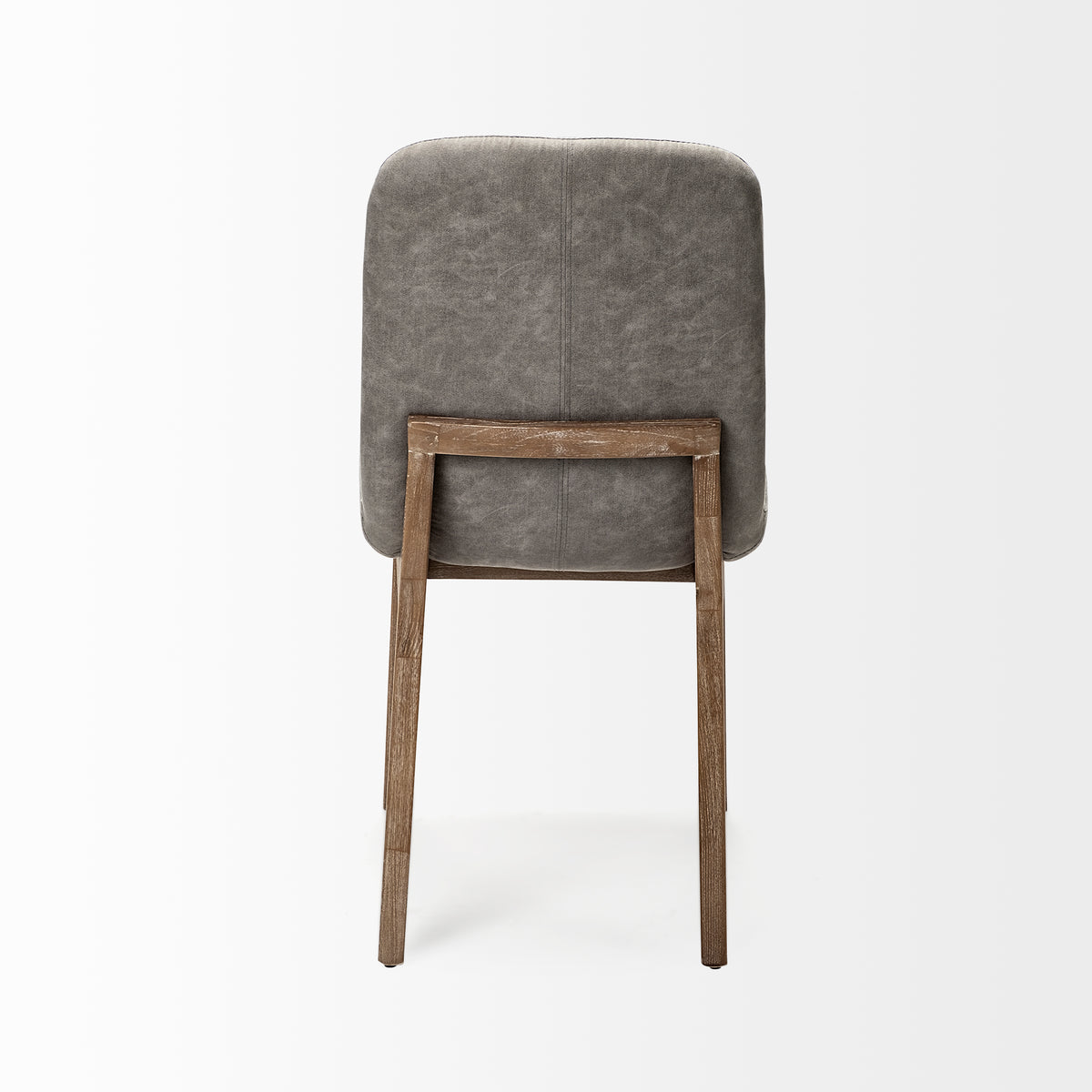 David Solid Back Dining Side Chair | Tuffed Fabric w/ Brown Wood-Dining Chairs-DECOROLALA