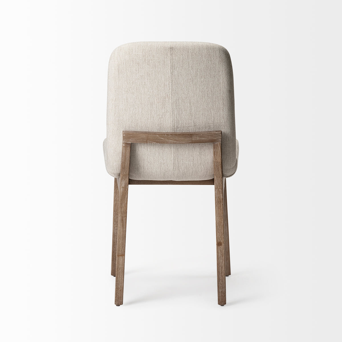 David Solid Back Dining Side Chair | Tuffed Fabric w/ Brown Wood-Dining Chairs-DECOROLALA