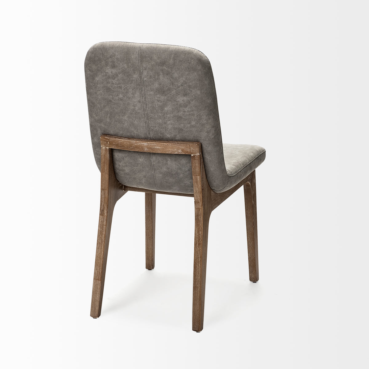 David Solid Back Dining Side Chair | Tuffed Fabric w/ Brown Wood-Dining Chairs-DECOROLALA
