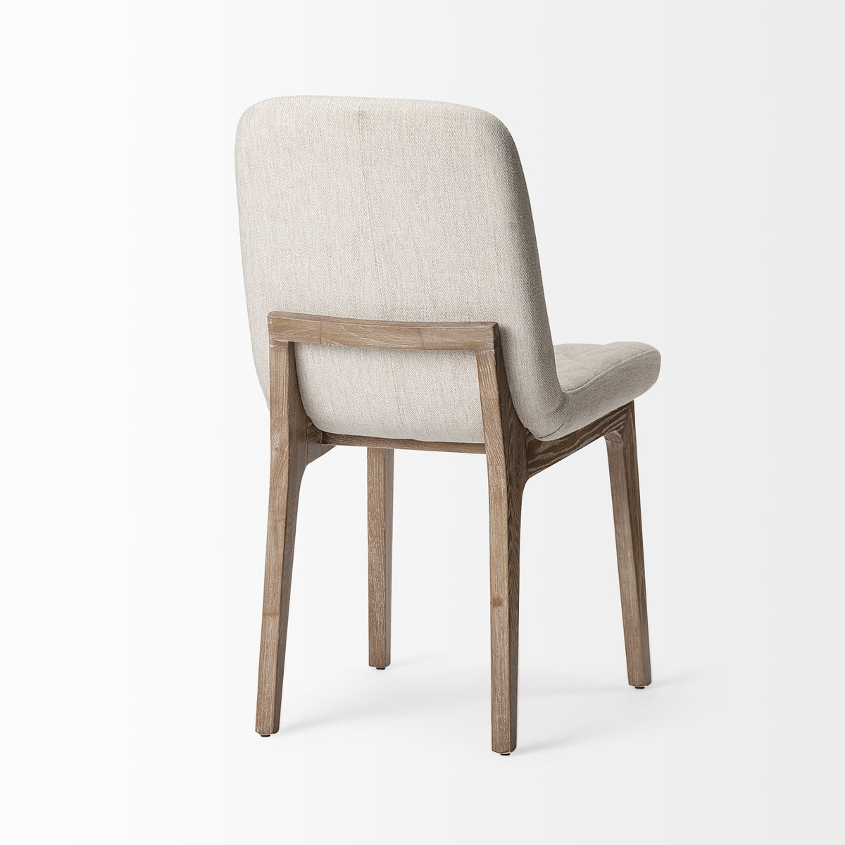 David Solid Back Dining Side Chair | Tuffed Fabric w/ Brown Wood-Dining Chairs-DECOROLALA