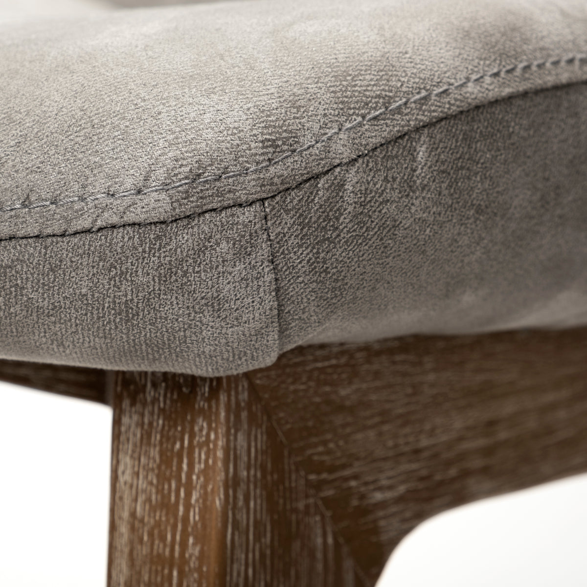 David Solid Back Dining Side Chair | Tuffed Fabric w/ Brown Wood-Dining Chairs-DECOROLALA
