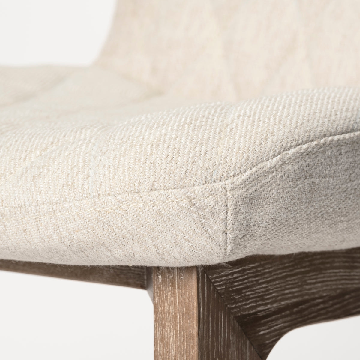 David Solid Back Dining Side Chair | Tuffed Fabric w/ Brown Wood-Dining Chairs-DECOROLALA