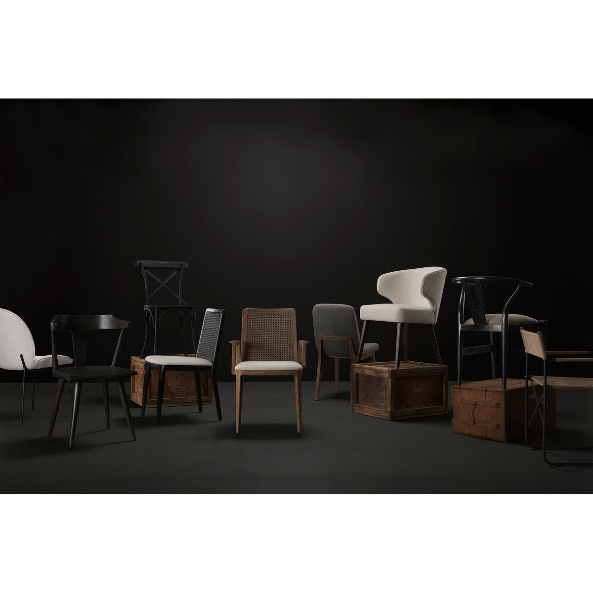 David Solid Back Dining Side Chair | Tuffed Fabric w/ Brown Wood-Dining Chairs-DECOROLALA