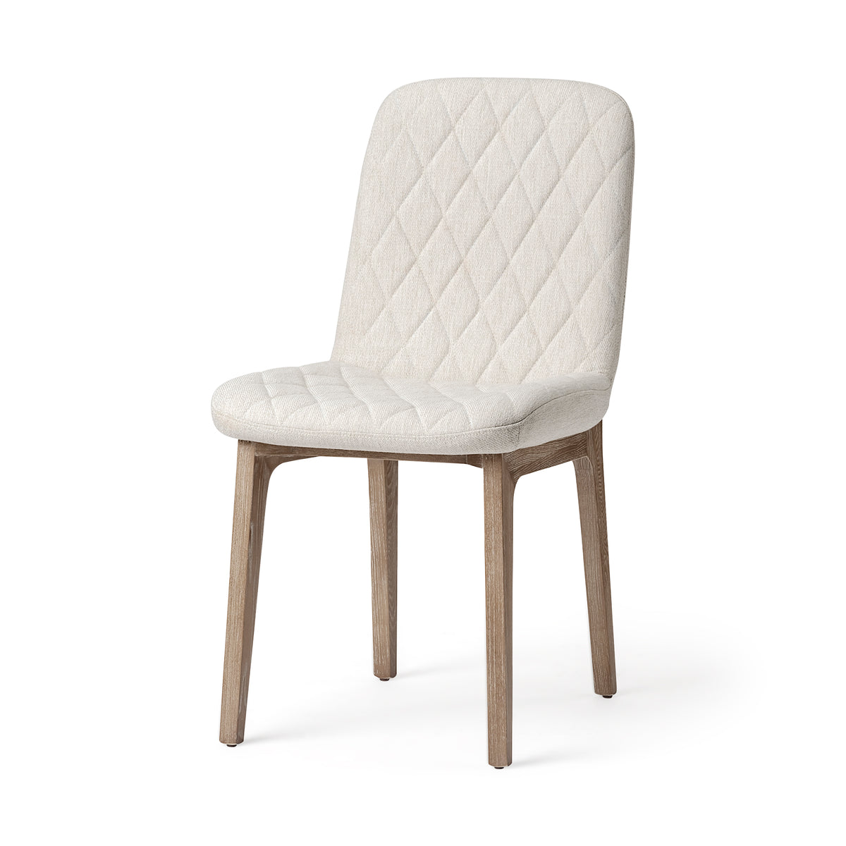 David Solid Back Dining Side Chair | Tuffed Fabric w/ Brown Wood-Dining Chairs-DECOROLALA