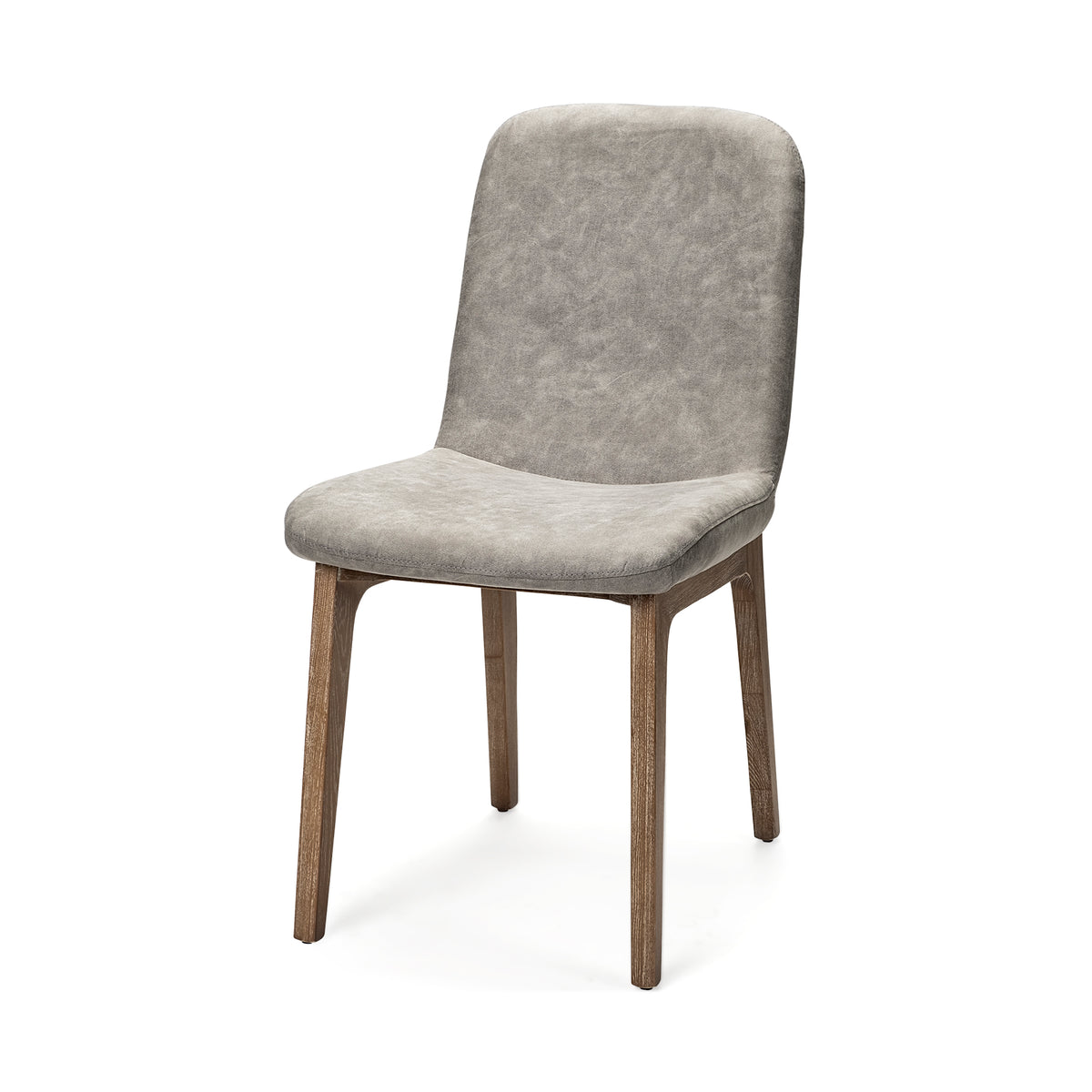 David Solid Back Dining Side Chair | Tuffed Fabric w/ Brown Wood-Dining Chairs-DECOROLALA