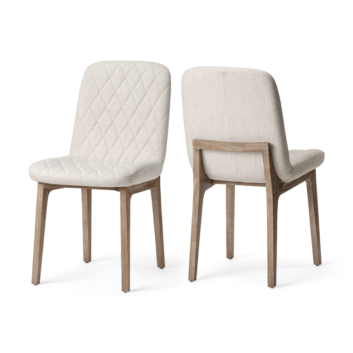 David Solid Back Dining Side Chair | Tuffed Fabric w/ Brown Wood-Dining Chairs-DECOROLALA