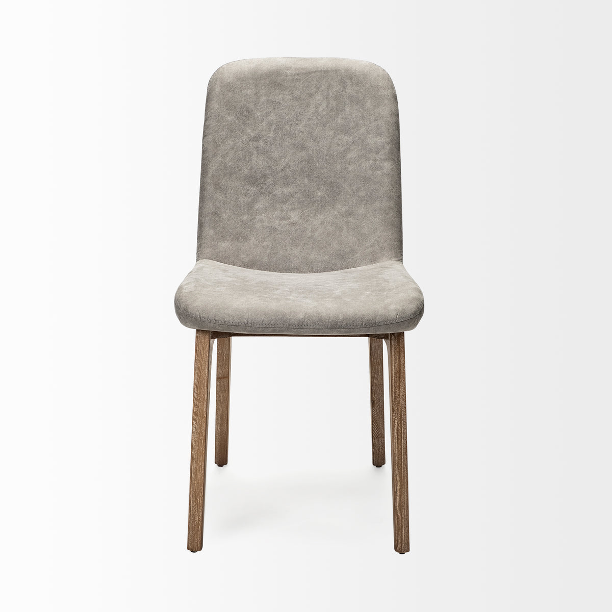 David Solid Back Dining Side Chair | Tuffed Fabric w/ Brown Wood-Dining Chairs-DECOROLALA