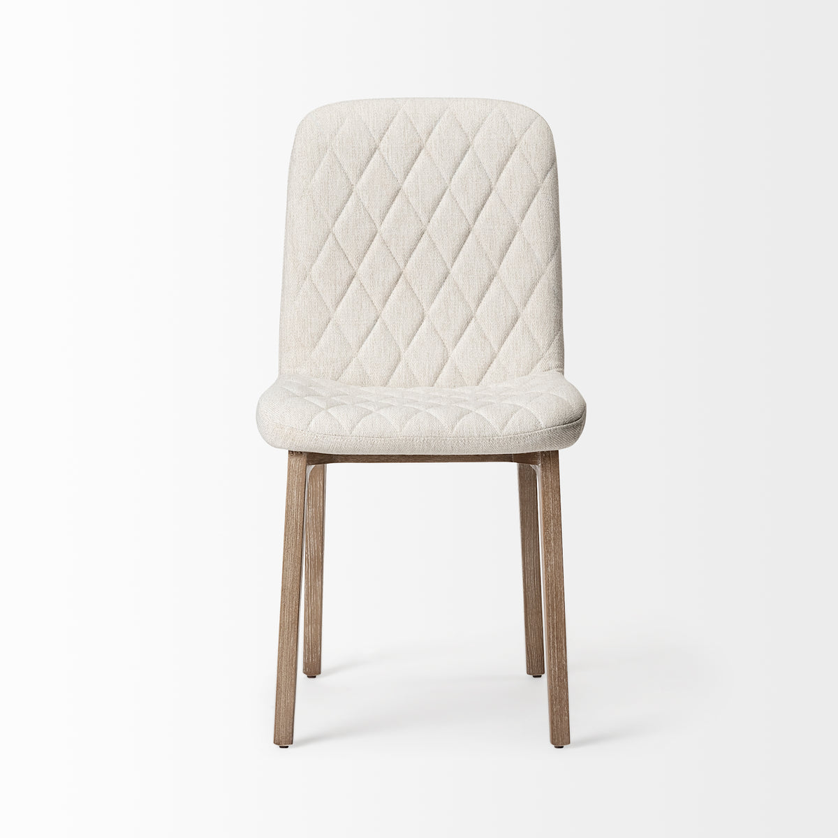 David Solid Back Dining Side Chair | Tuffed Fabric w/ Brown Wood-Dining Chairs-DECOROLALA