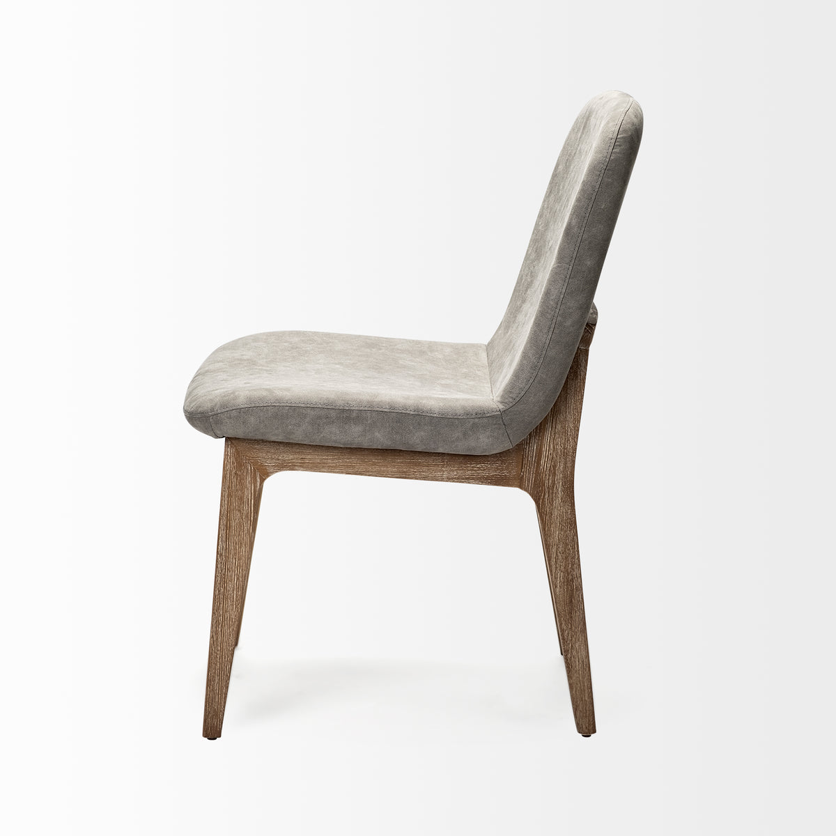 David Solid Back Dining Side Chair | Tuffed Fabric w/ Brown Wood-Dining Chairs-DECOROLALA