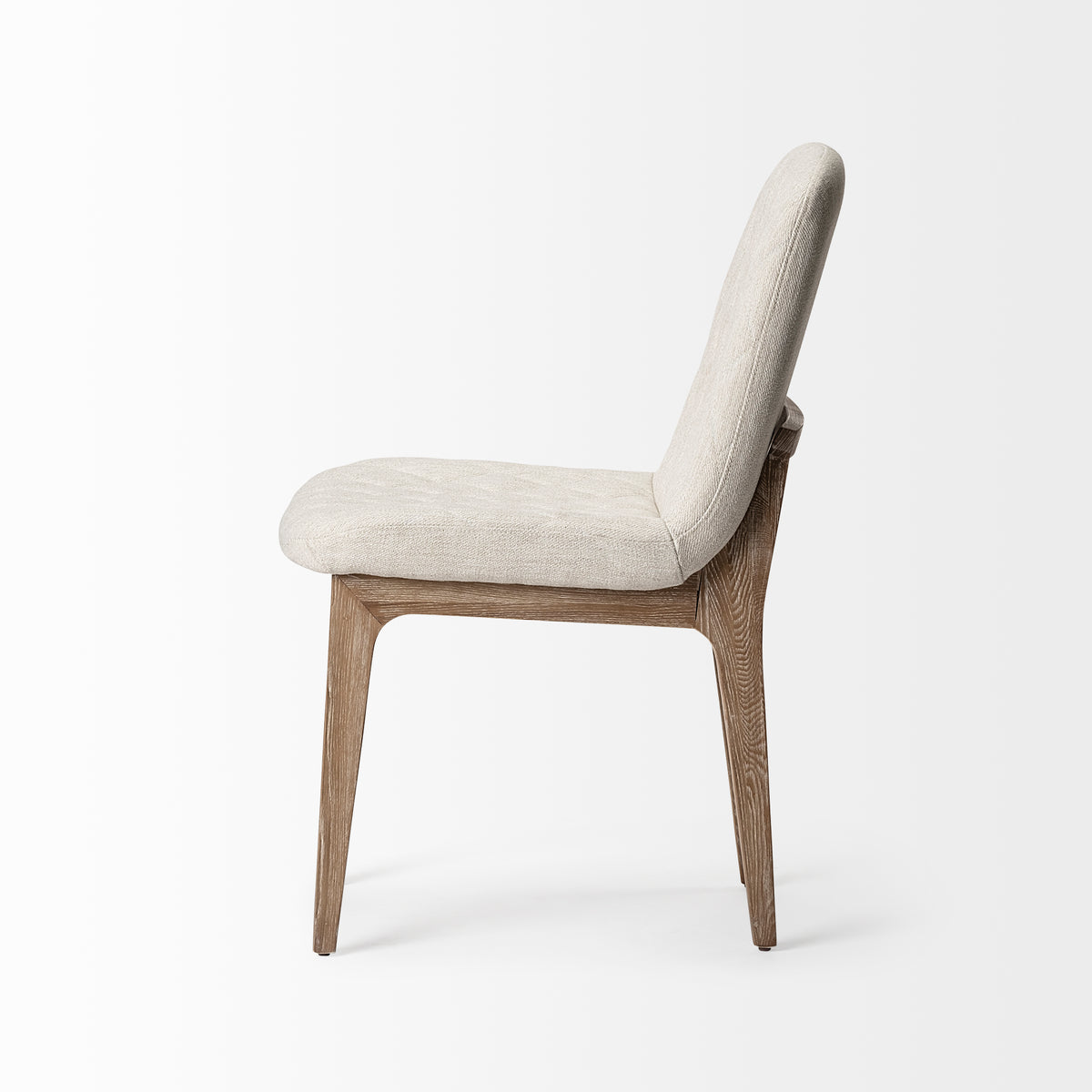 David Solid Back Dining Side Chair | Tuffed Fabric w/ Brown Wood-Dining Chairs-DECOROLALA