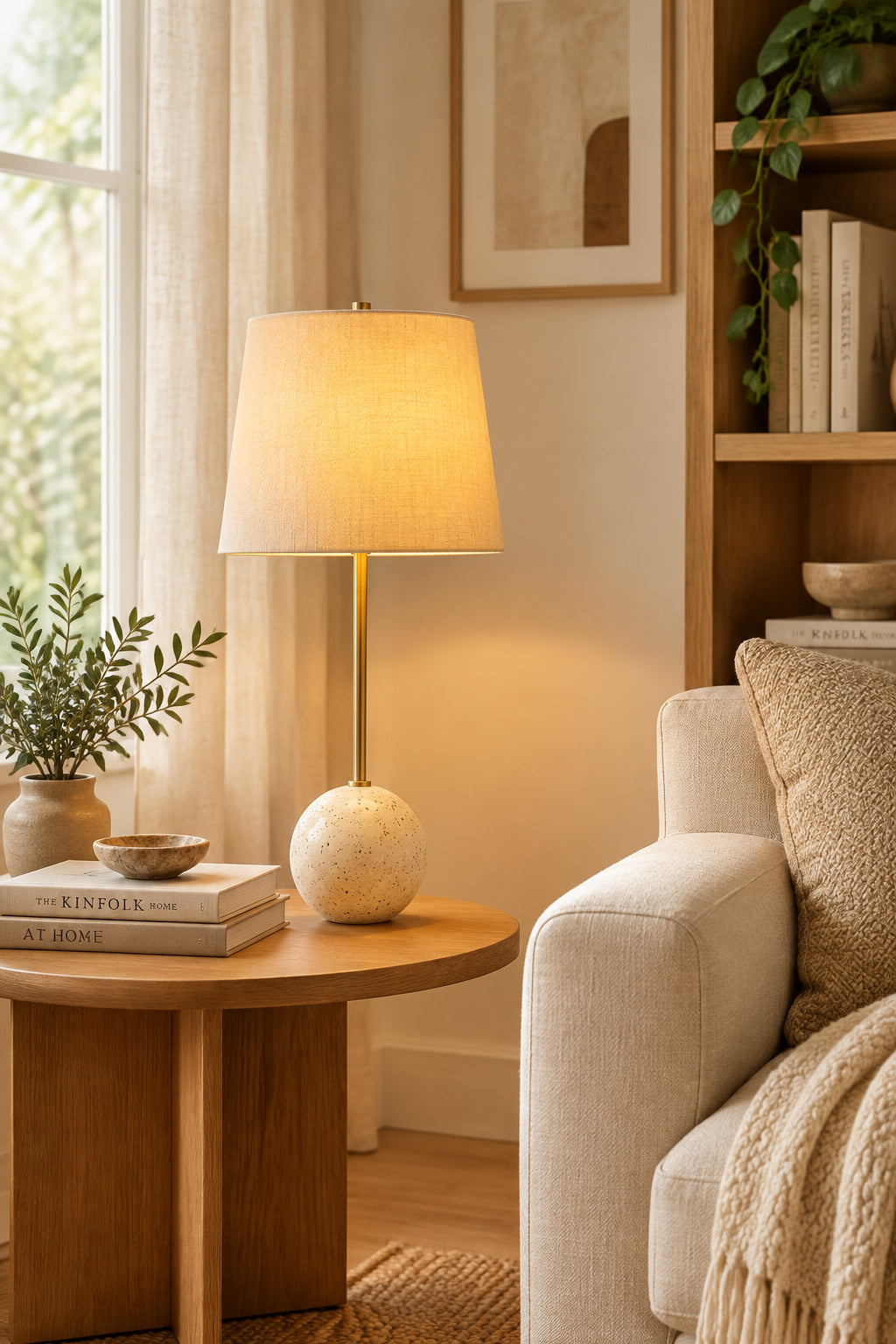 Davide 28.25" Table Lamp, Yellow Linen Shade-Table Lamp-DECOROLALA