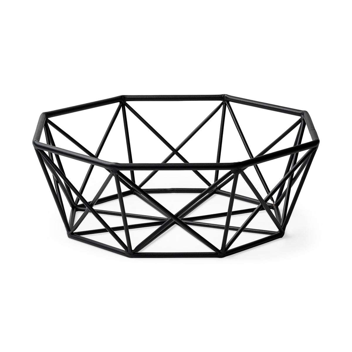 Davy 17L x 17W Black Metal Large Hexagonal Bowl-Bowls-DECOROLALA