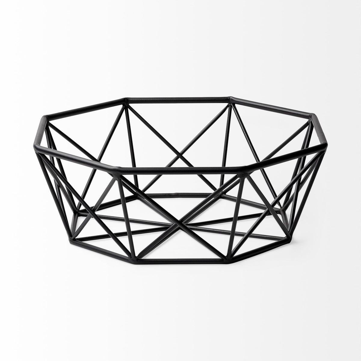 Davy 17L x 17W Black Metal Large Hexagonal Bowl-Bowls-DECOROLALA