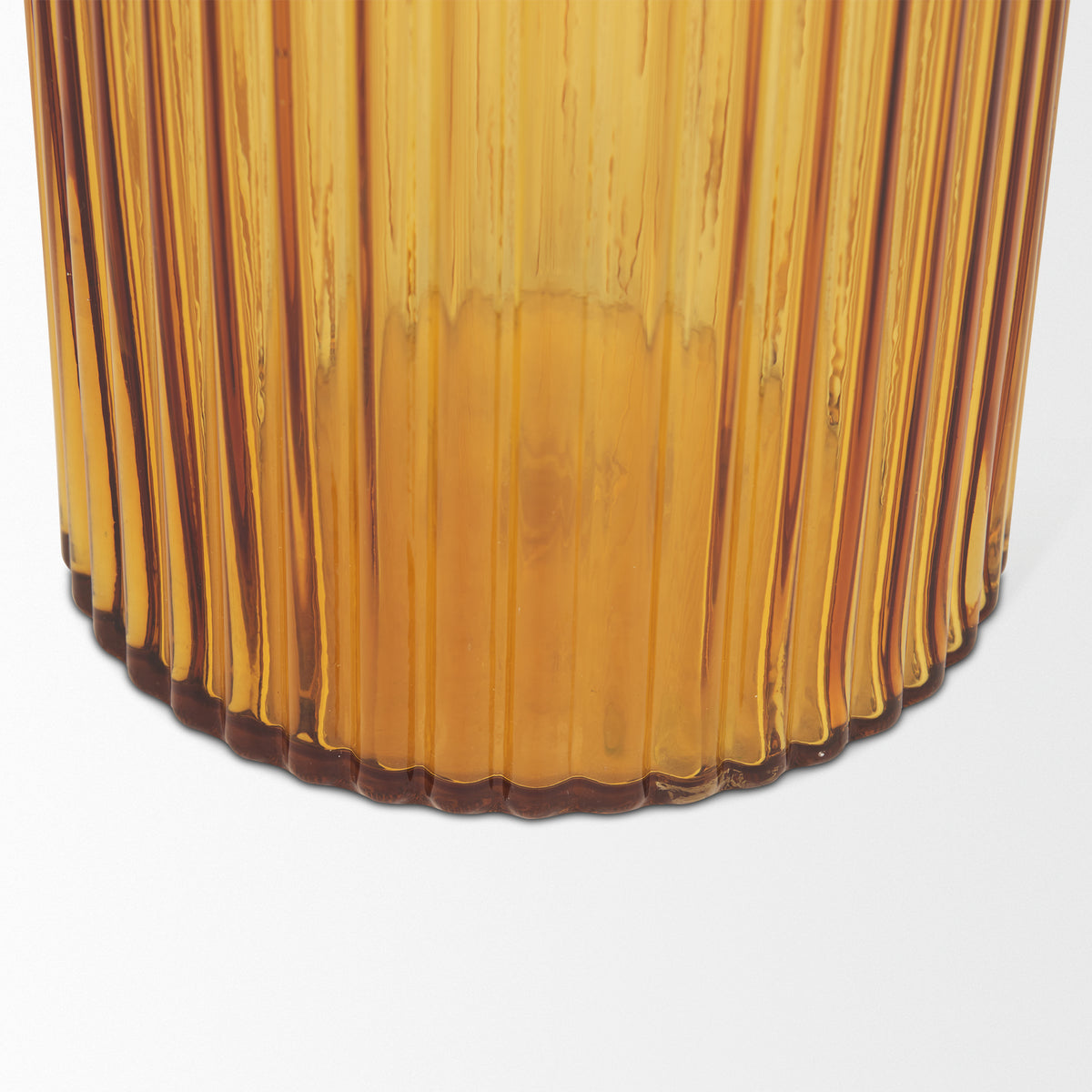 Dawn 11.4" Ribbed Amber Glass Vase-Vase-DECOROLALA