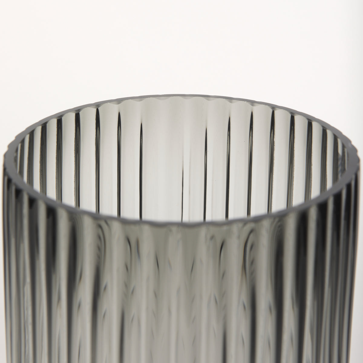 Dawn 11.4" Ribbed Smoke Gray Glass Vase-Vase-DECOROLALA