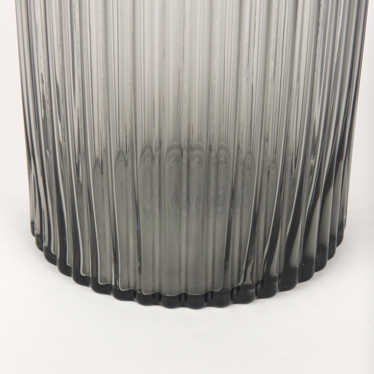 Dawn 11.4" Ribbed Smoke Gray Glass Vase-Vase-DECOROLALA