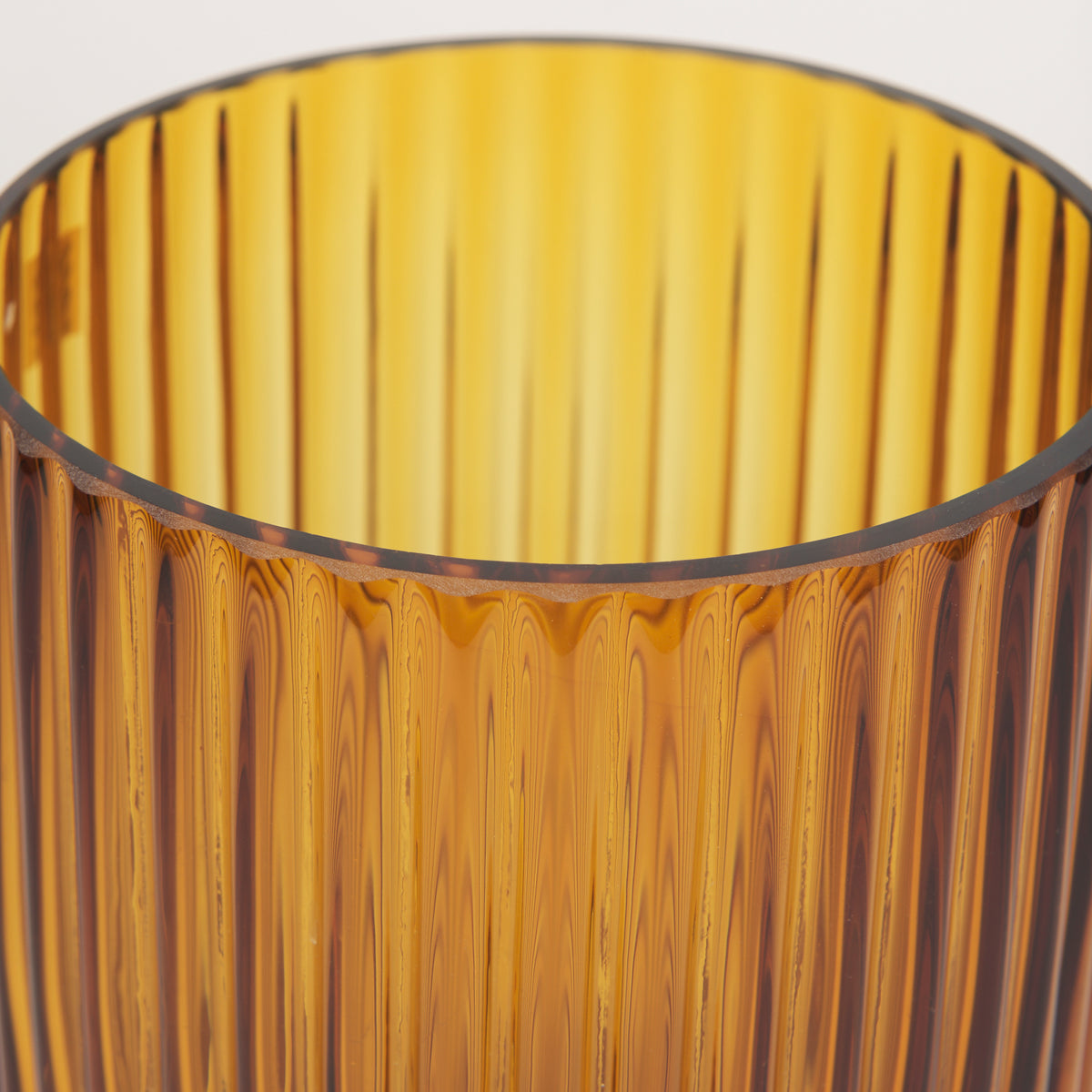 Dawn 8" Ribbed Amber Glass Vase-Vase-DECOROLALA