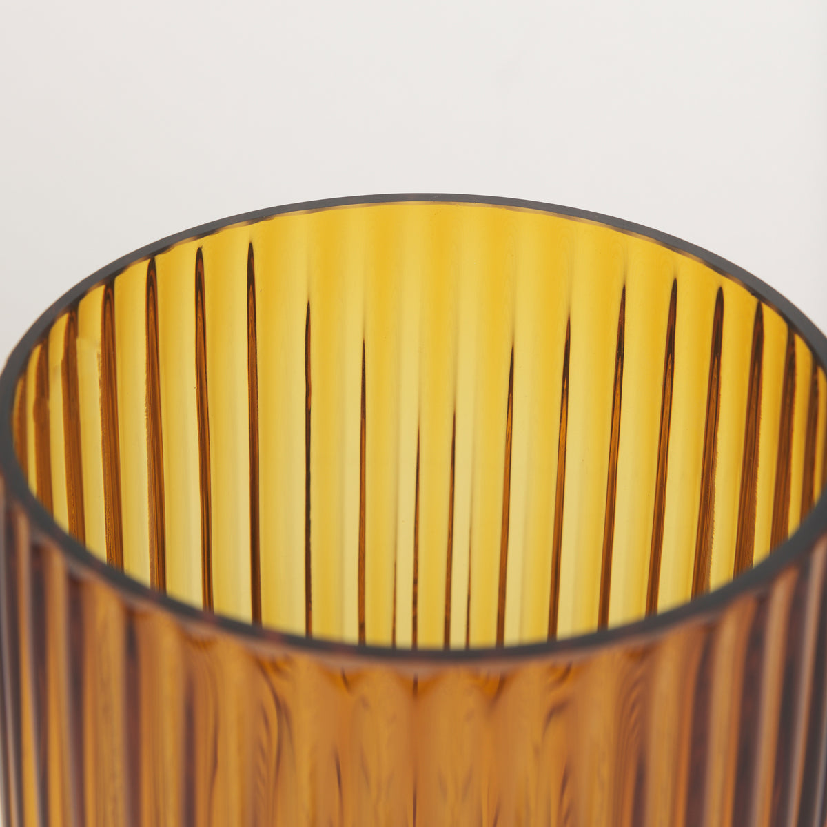 Dawn 8" Ribbed Amber Glass Vase-Vase-DECOROLALA