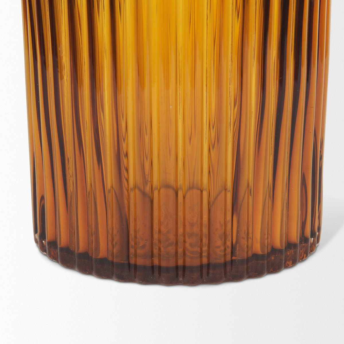 Dawn 8" Ribbed Amber Glass Vase-Vase-DECOROLALA