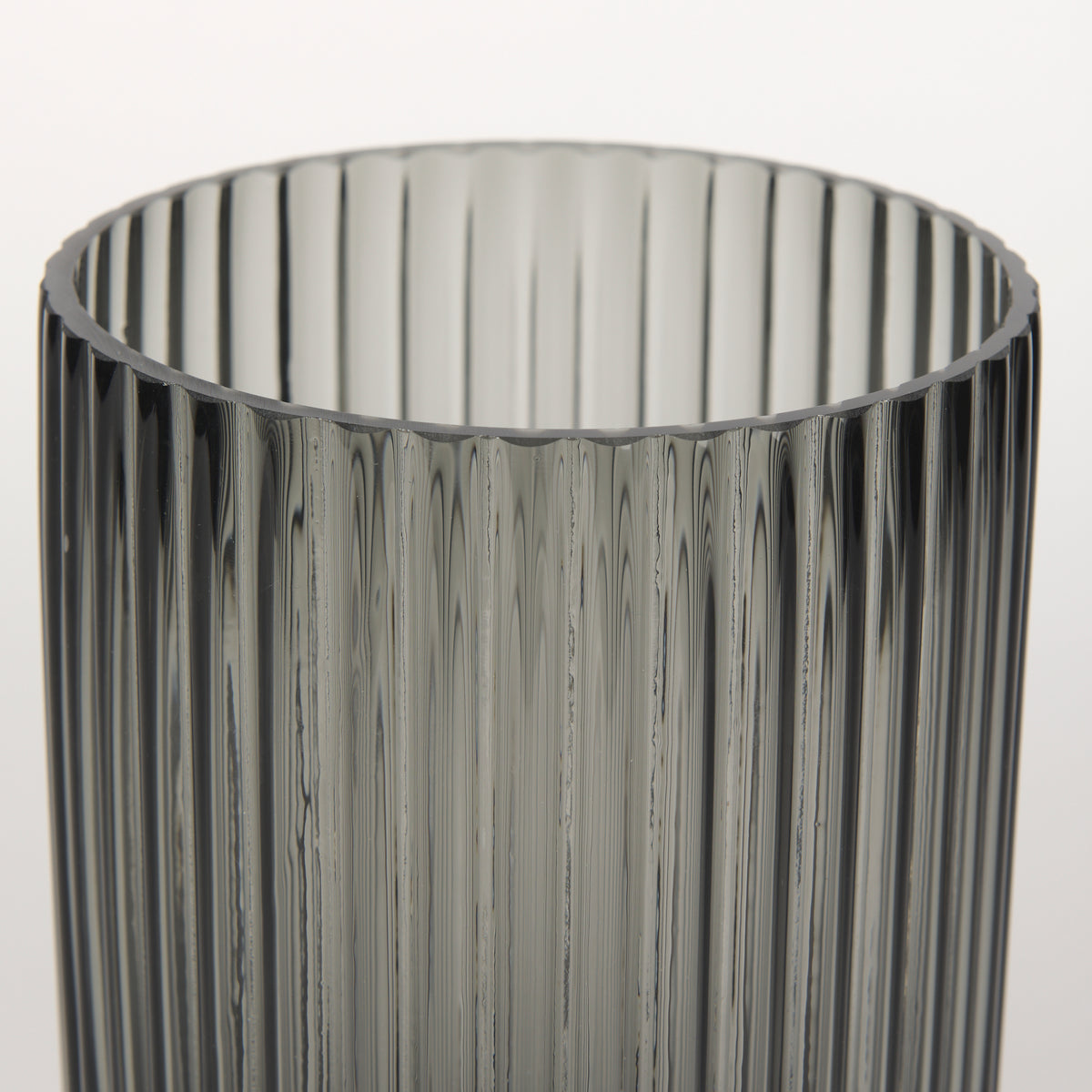 Dawn 8" Ribbed Smoke Gray Glass Vase-Vase-DECOROLALA