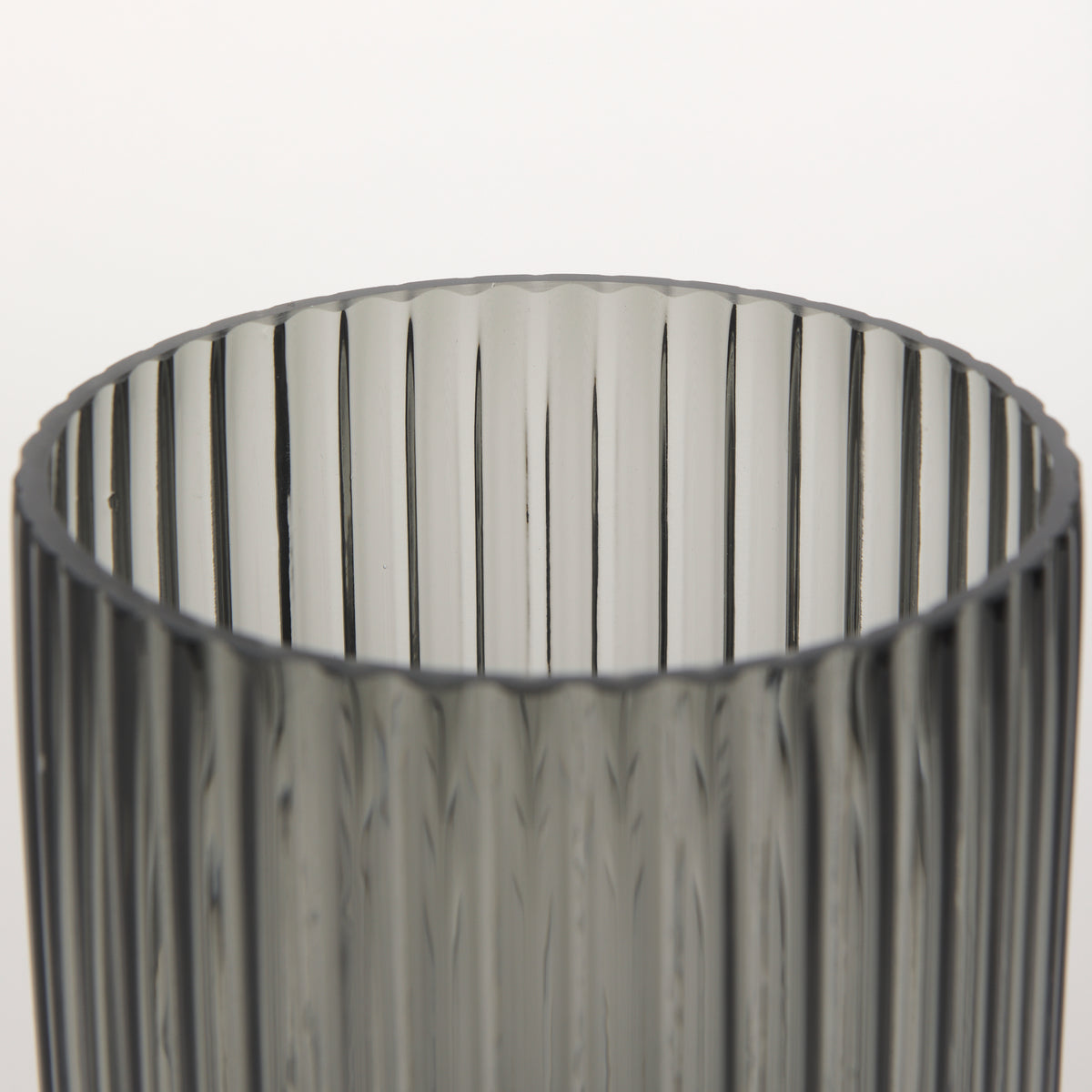 Dawn 8" Ribbed Smoke Gray Glass Vase-Vase-DECOROLALA