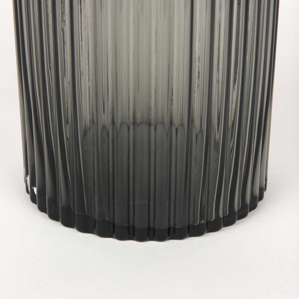 Dawn 8" Ribbed Smoke Gray Glass Vase-Vase-DECOROLALA