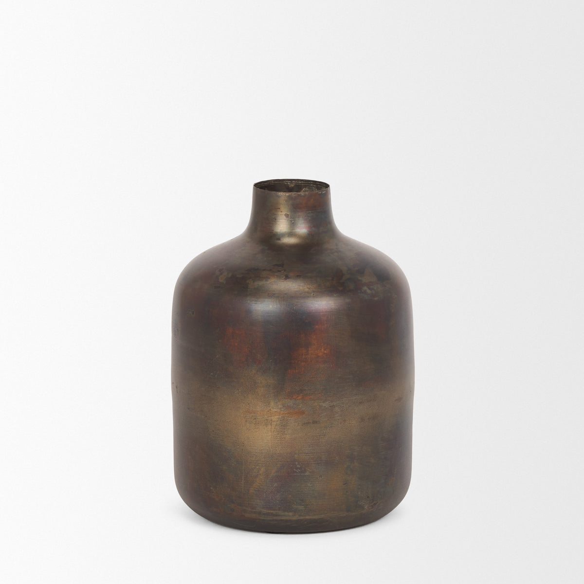 Daya Medium Antiqued Gold Metal Vase-Vase-DECOROLALA
