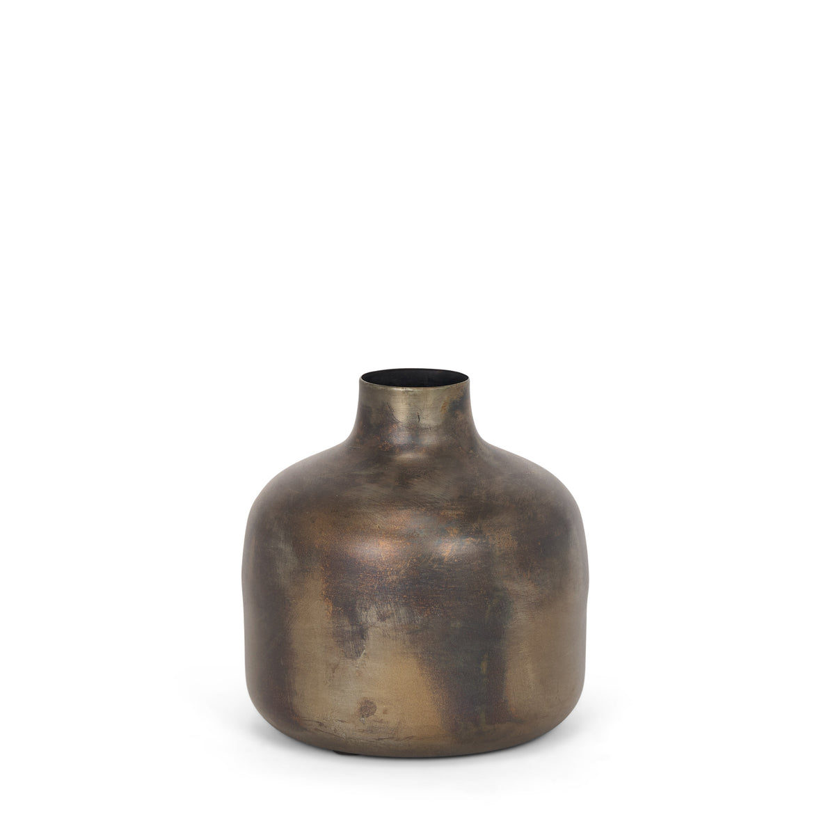 Daya Short Antiqued Gold Metal Vase-Vase-DECOROLALA